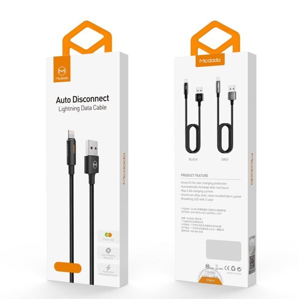 Mcdodo King καλώδιο USB - Lightning 1,8 m μαύρο με αυτόματη απενεργοποίηση CA-4602