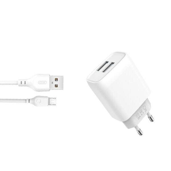 XO Φορτιστής τοίχου L57 plus καλώδιο micro white 2USB 2,4A Micro USB