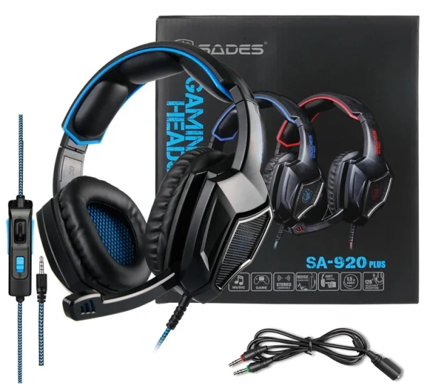 SADES gaming headset SA-920 Plus, 3.5mm, 40mm, μπλε