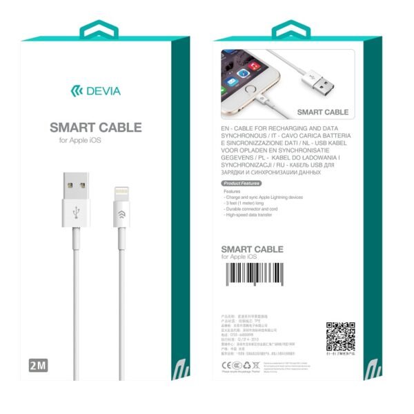 Devia καλώδιο Smart USB - Lightning 2,0 m 2,1A λευκό