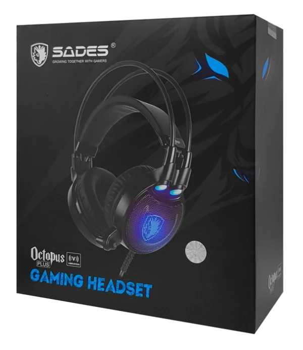 SADES Gaming Headset Octopus Plus με δόνηση, multiplatform, USB, μαύρο